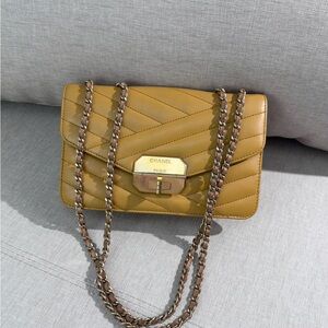 CHANEL Mustard Yellow Lambskin Chevron Flap Bag GHW